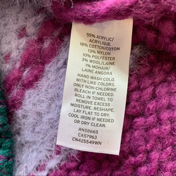 Caslon Mixed Stripe V-neck Purple Multicolor Sweater - Picture 5 of 7